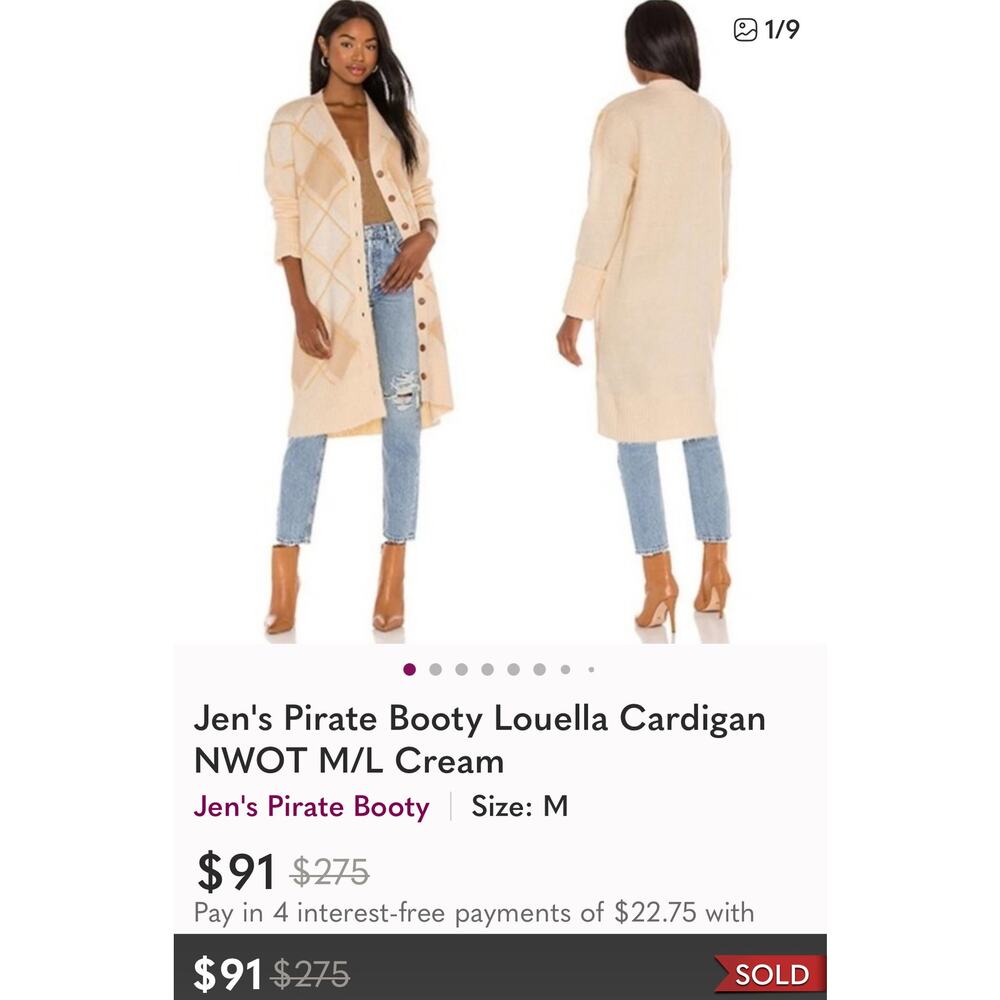 JENS PIRATE BOOTY x FREE PEOPLE Louella Argyle Oversized Longline Cardigan M/L - Picture 11 of 14